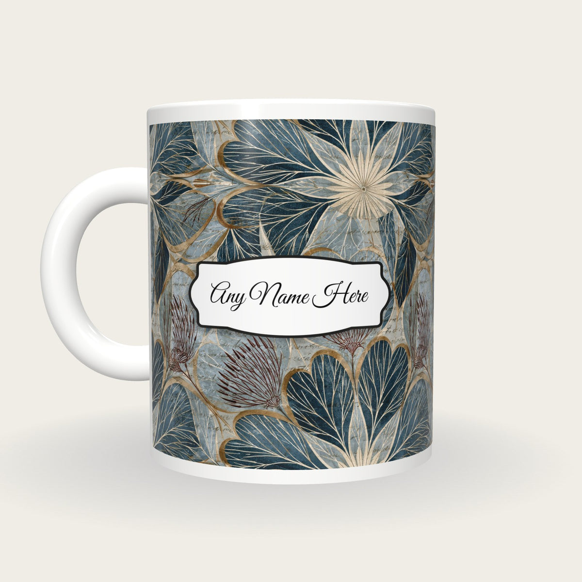Radial Biological Heart Ocotillo Name Mug, back with the second name label