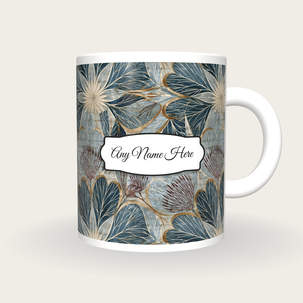 Radial Biological Heart Ocotillo Name Mug, front with the name label