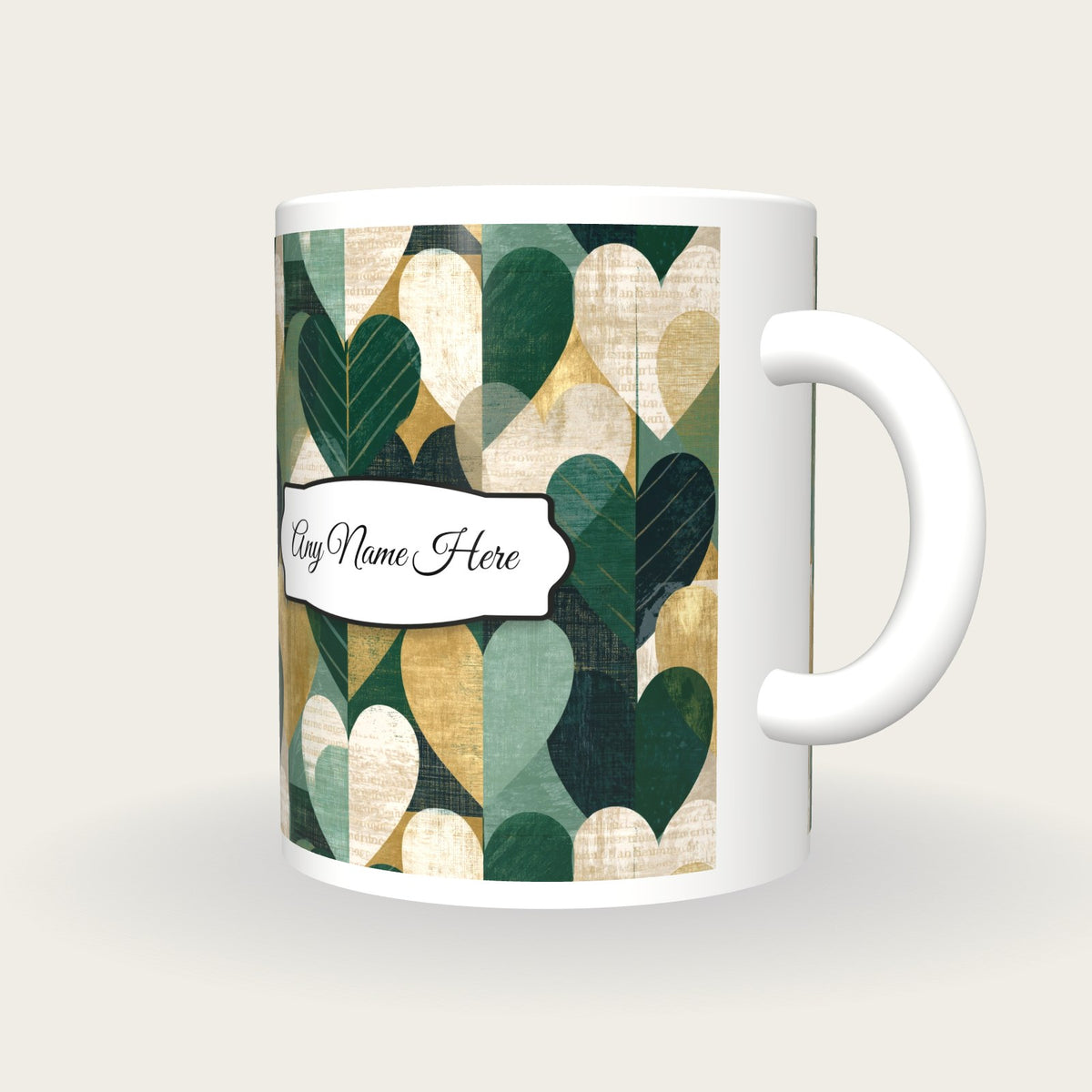 Screenprint Heart Name Mug, three-quarter view