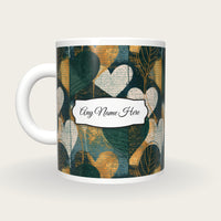 Screenprint Heart Name Mug 2, back with the second name label