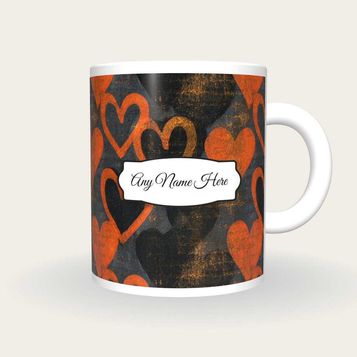 Lithograph Heart Name Mug 3, front with the name label