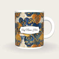 Magic Realism Skulls Hearts Name Mug, front with the name label