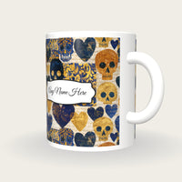 Magic Realism Skulls Hearts Name Mug 3, three-quarter view