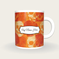 Etching Skulls Burnt Name Mug, front with the name label