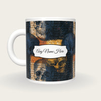 Scratchboard Skull Name Mug, back with the second name label
