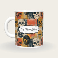 Woodblock Skulls Name Mug 2, back with the second name label