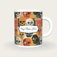 Woodblock Skulls Name Mug 2, front with the name label