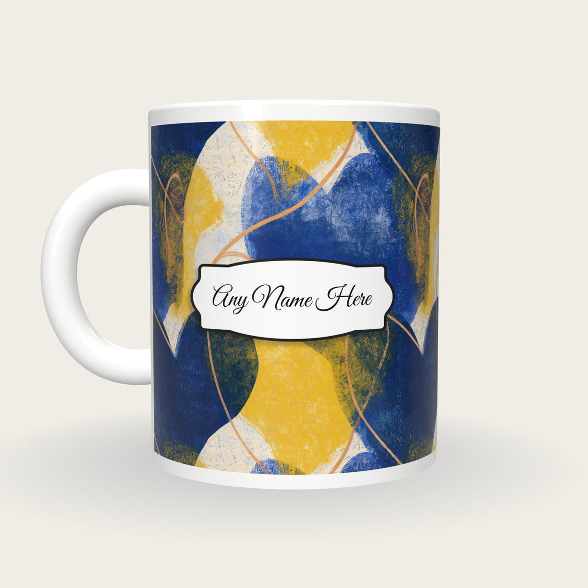 Etching Heart Name Mug, back with the second name label