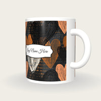 Scratchboard Hearts Name Mug 3, three-quarter view