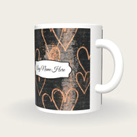 Scratchboard Hearts Name Mug 4, three-quarter view