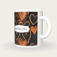 Scratchboard Hearts Name Mug 5, three-quarter view