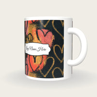Scratchboard Hearts Name Mug 6, three-quarter view