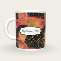 Scratchboard Hearts Name Mug 8, back with the second name label
