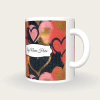 Scratchboard Hearts Name Mug 9, three-quarter view