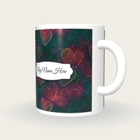 Scratchboard Hearts Name Mug 11, three-quarter view