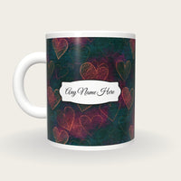 Scratchboard Hearts Name Mug 11, back with the second name label