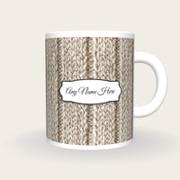 Lambswool Weave Lambswool Name Mug, front with the name label