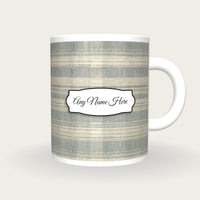 Canvas Ticking Canvas Name Mug 2, front with the name label