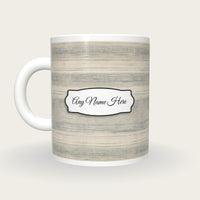 Canvas Ticking Canvas Name Mug, back with the second name label
