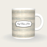 Canvas Ticking Canvas Name Mug, front with the name label