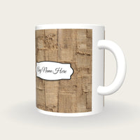 Burlap Coffee Sack Burlap Tan Coffee Brown Name Mug 2, three-quarter view