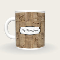 Burlap Coffee Sack Burlap Tan Coffee Brown Name Mug 2, back with the second name label