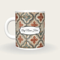 Encaustic Cement Tile Tile Name Mug, back with the second name label