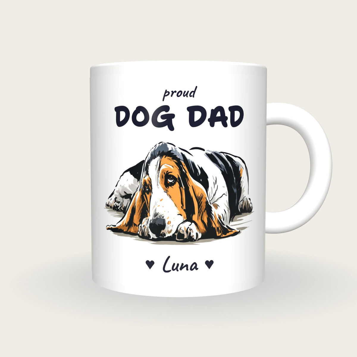 Personalised Basset Hound Dog Dad Mug, front