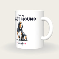 Personalised I Love My Basset Hound Mug, three-quarter view