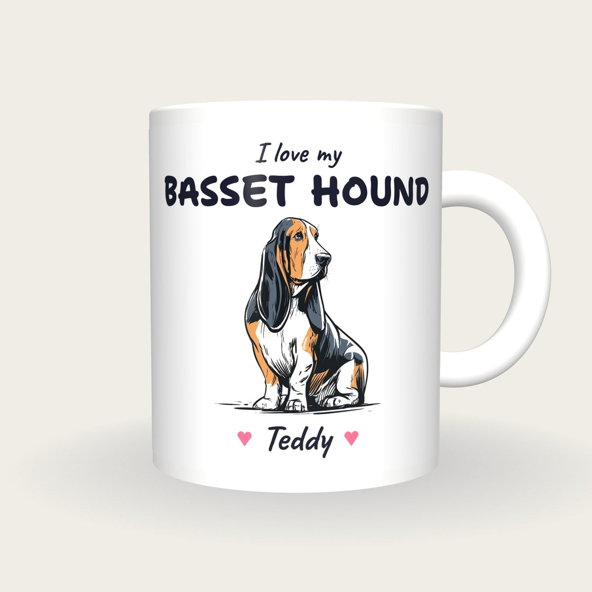 Personalised I Love My Basset Hound Mug, front