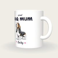 Personalised Basset Hound Dog Mum Mug, three-quarter view