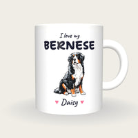 Personalised I Love My Bernese Mountain Dog Mug, front