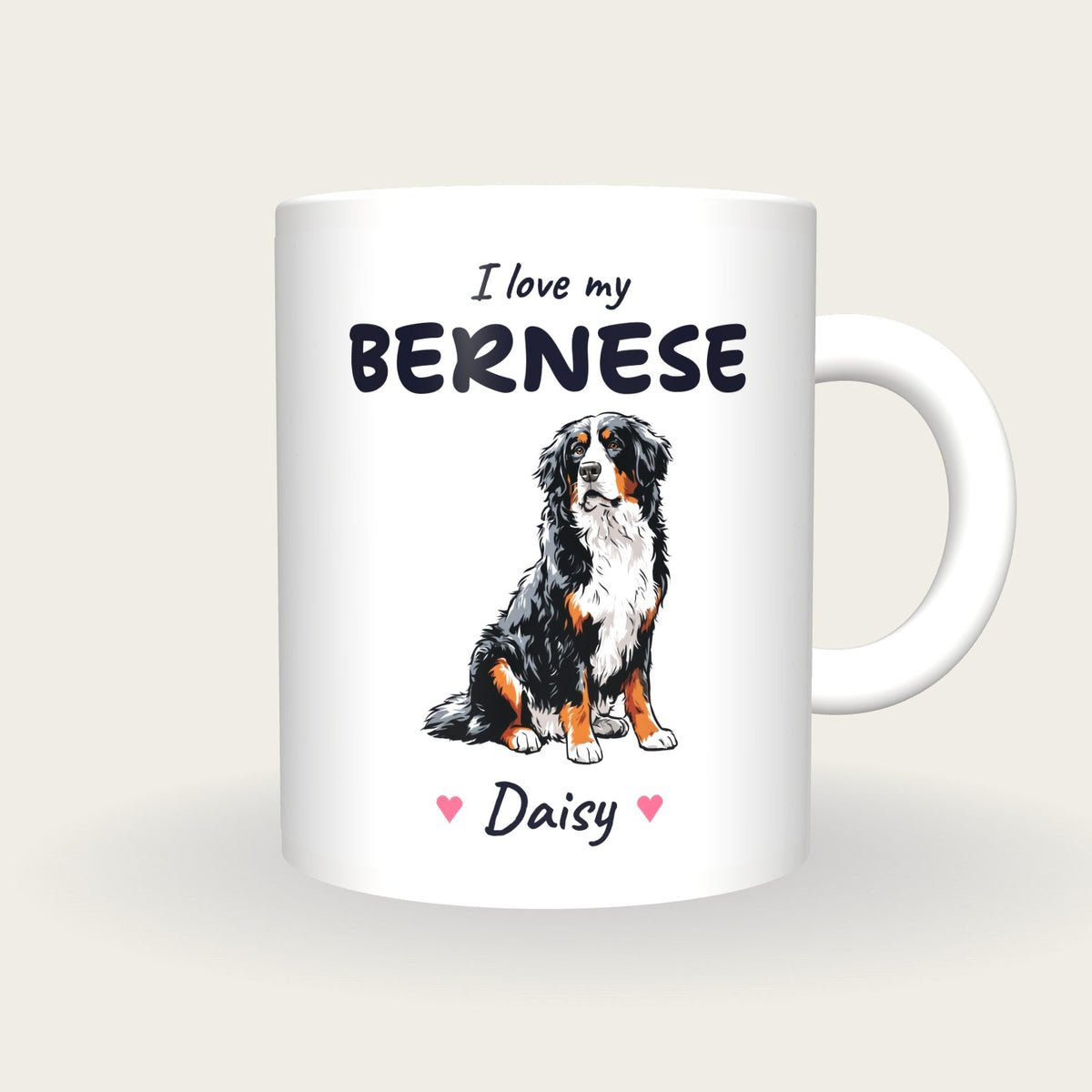 Personalised I Love My Bernese Mountain Dog Mug, front