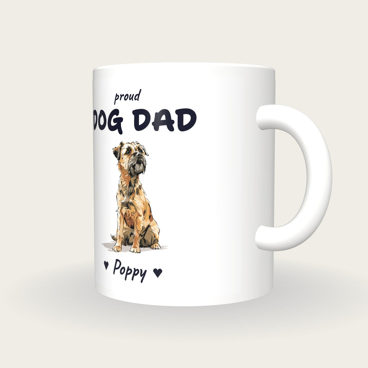 Personalised Border Terrier Dog Dad Mug, three-quarter view