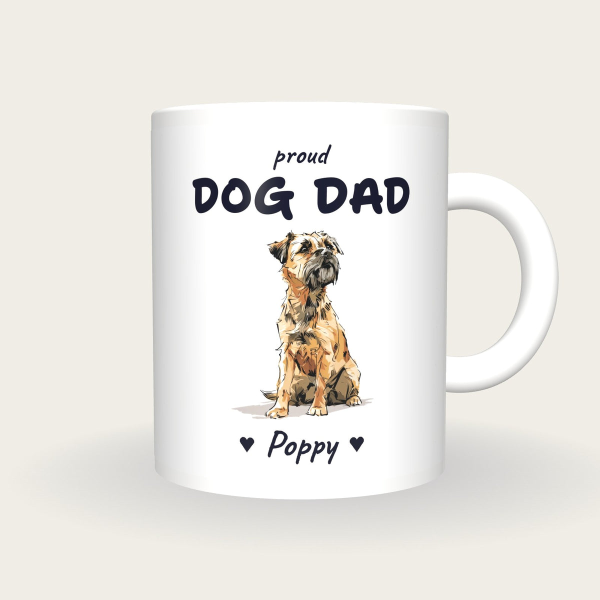 Personalised Border Terrier Dog Dad Mug, front