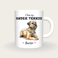 Personalised I Love My Border Terrier Mug, front