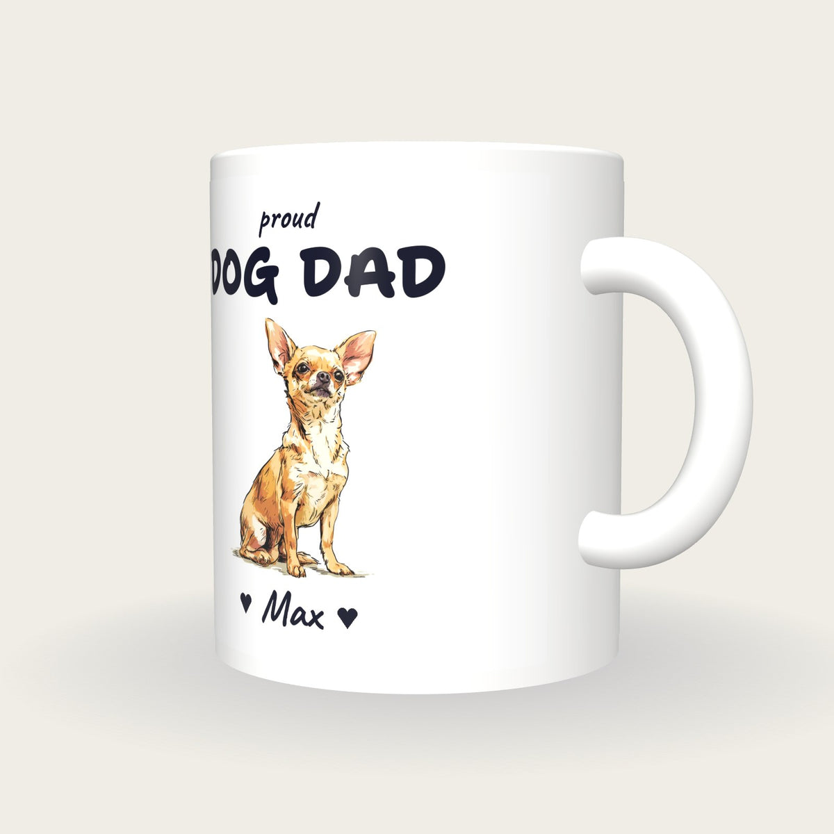 Personalised Chihuahua Dog Dad Mug, three-quarter view