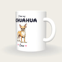 Personalised I Love My Chihuahua Mug, three-quarter view
