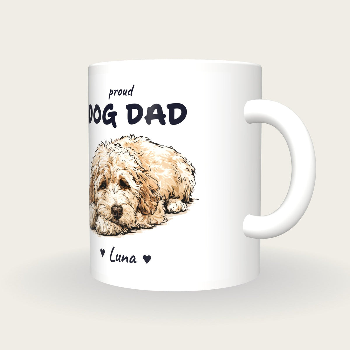 Personalised Cockapoo Dog Dad Mug, three-quarter view