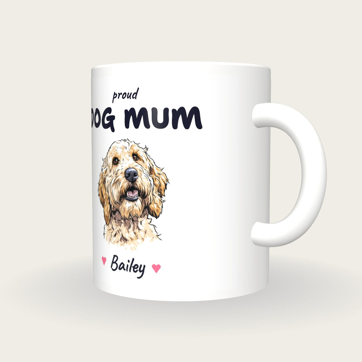 Personalised Cockapoo Dog Mum Mug, three-quarter view
