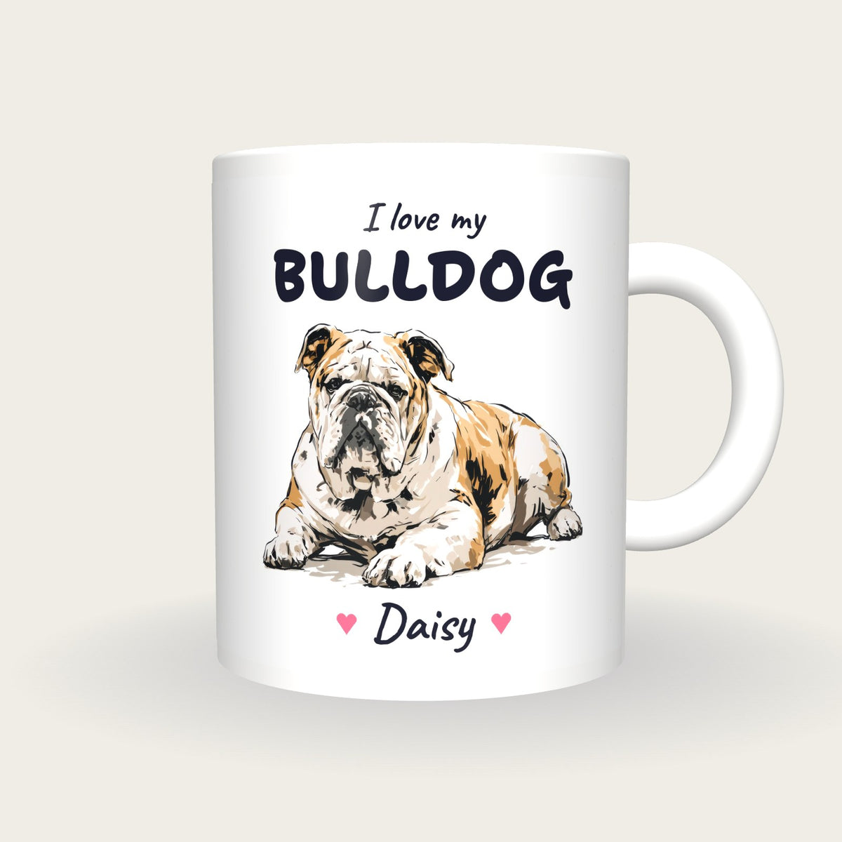 Personalised I Love My Bulldog Mug, front