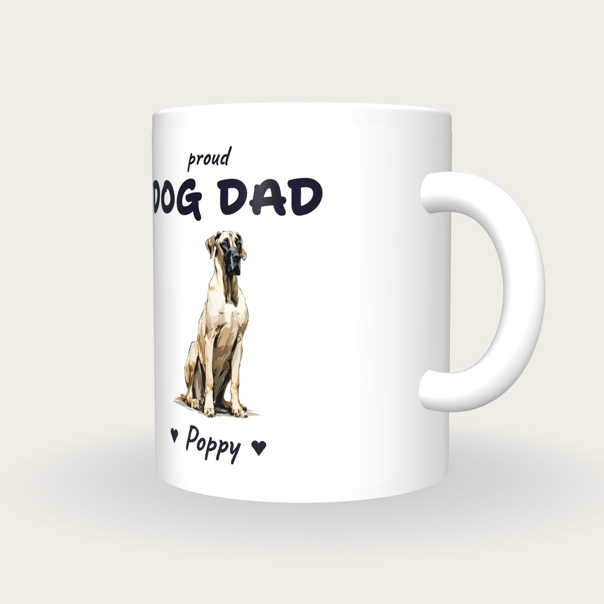 Personalised Great Dane Dog Dad Mug, three-quarter view