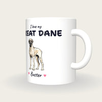 Personalised I Love My Great Dane Mug, three-quarter view