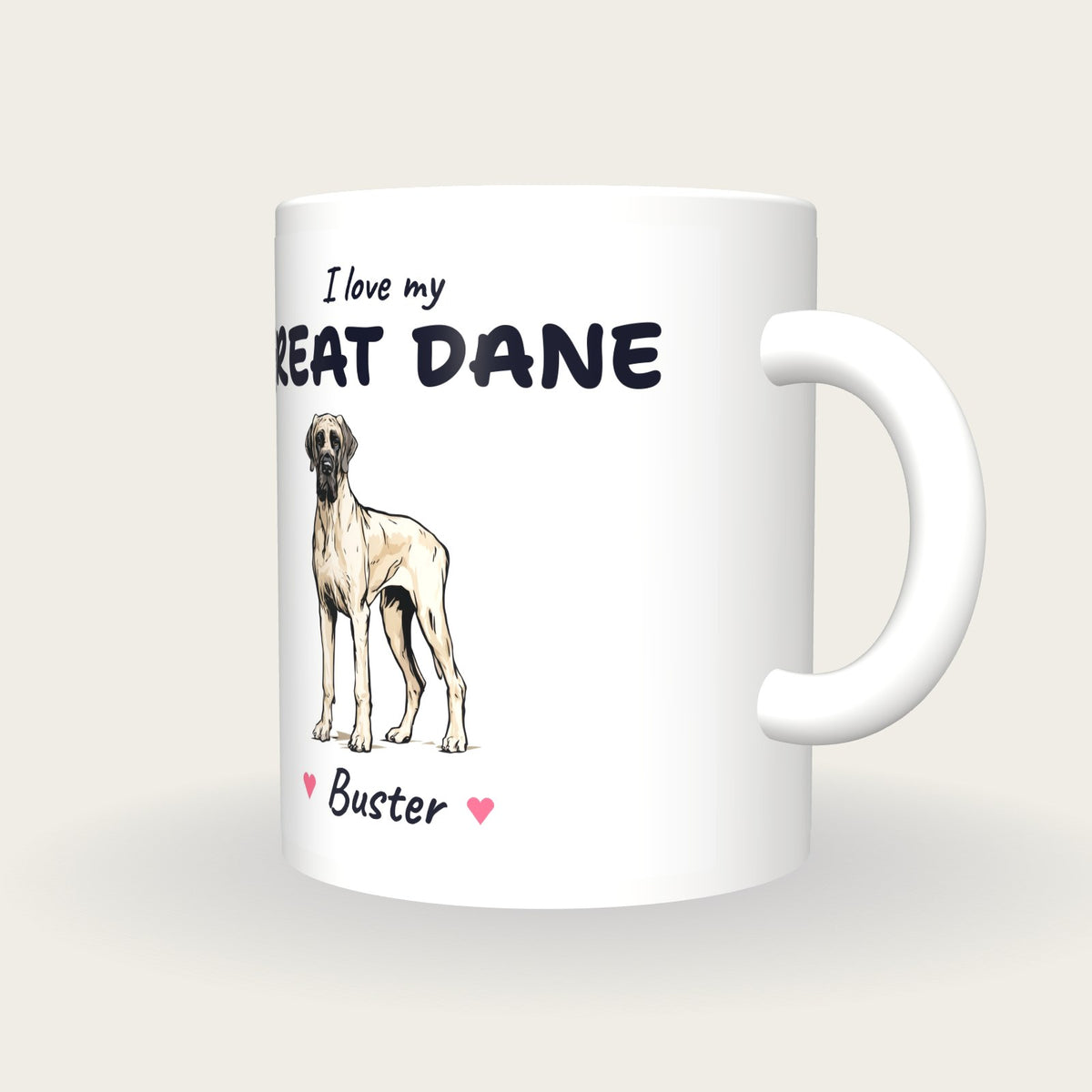 Personalised I Love My Great Dane Mug, three-quarter view