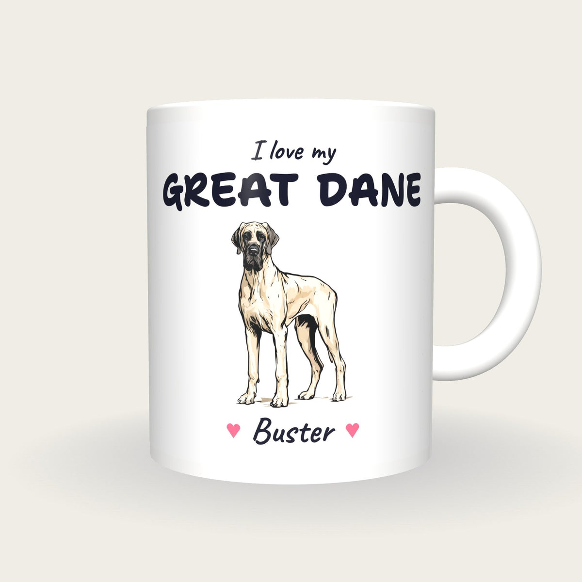 Personalised I Love My Great Dane Mug, front