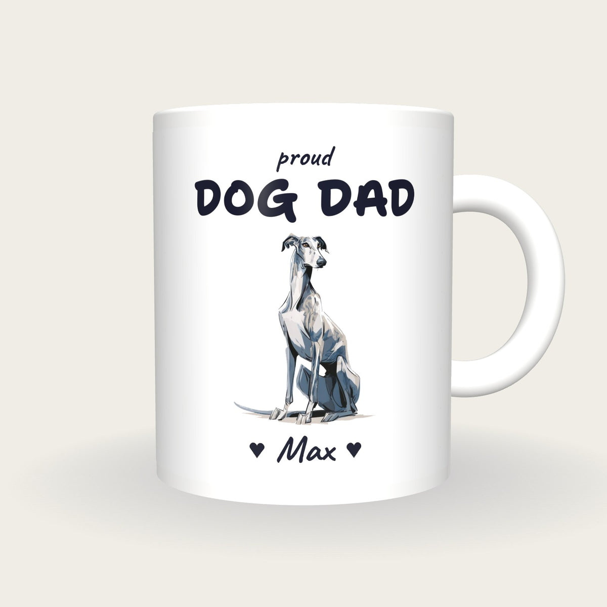Personalised Greyhound Dog Dad Mug, front