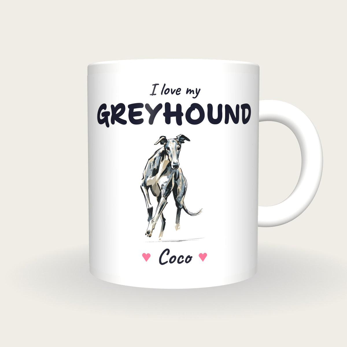 Personalised I Love My Greyhound Mug, front