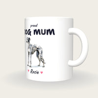 Personalised Greyhound Dog Mum Mug, three-quarter view