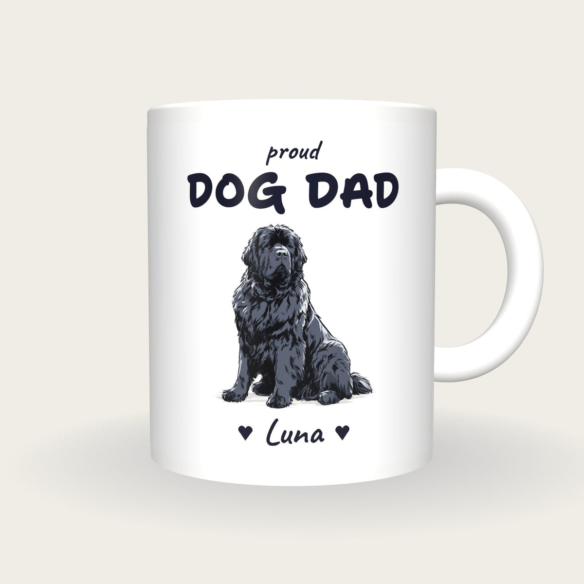 Personalised Newfoundland Dog Dad Mug, front