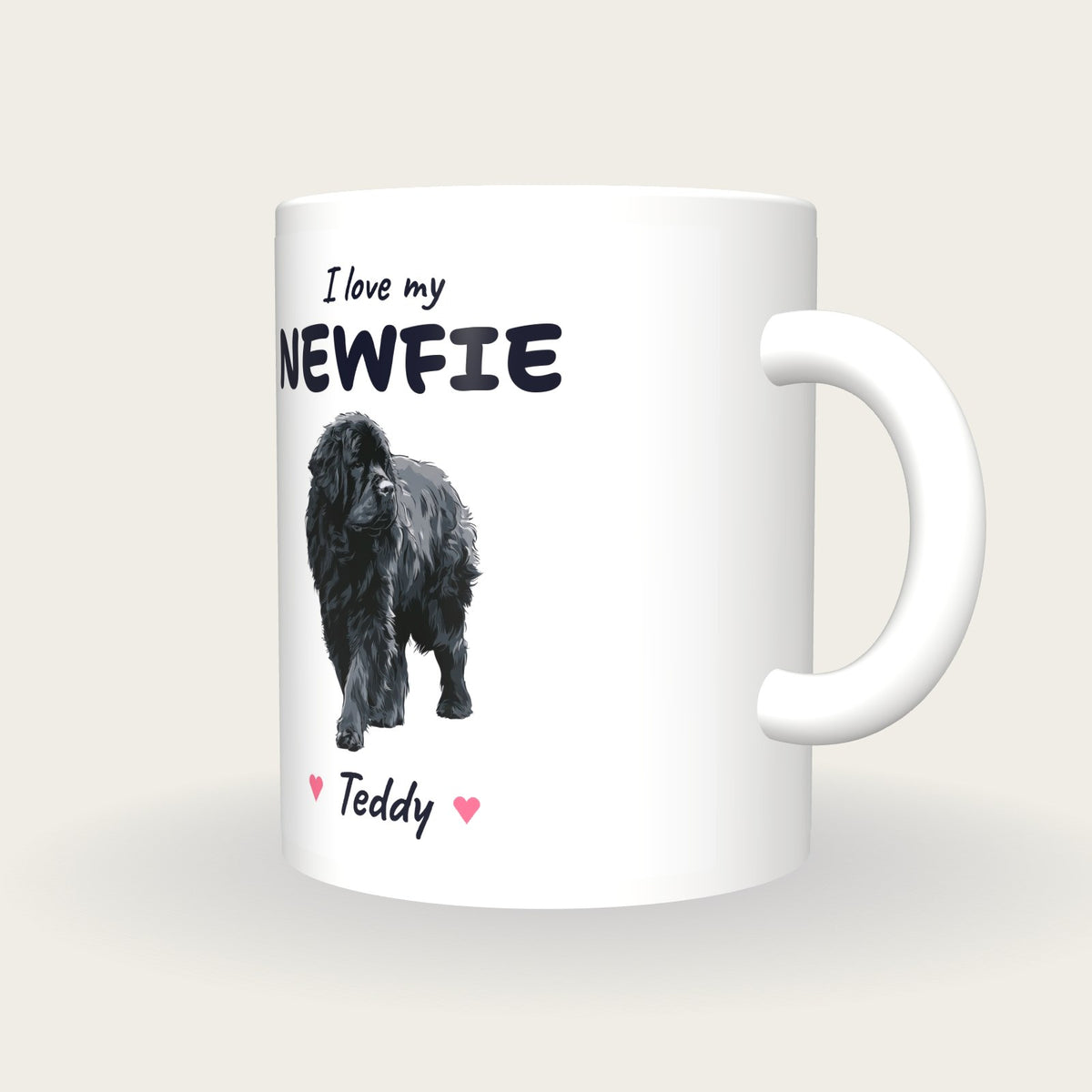 Personalised I Love My Newfoundland Mug, three-quarter view